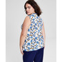Plus Size Sleeveless Floral-Print Tie-Neck Top