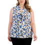 Plus Size Sleeveless Floral-Print Tie-Neck Top