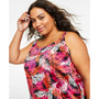 Plus Size Leaf-Print Scoop-Neck Cami Top, Created for Macy's