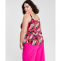 Plus Size Leaf-Print Scoop-Neck Cami Top, Created for Macy's