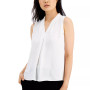 Women's Sleeveless Pleat V-Neck Top