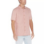 Men's Short Sleeve Micro stripe Button Front Collar Knit Shirt