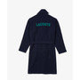 Men's Sport-Inspired Textured Badges Cotton Pique Bathrobe