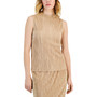 Women's Pleated Mock-Neck Sleeveless Top