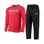 Men's Black, Red Chicago Bulls Long Sleeve T-shirt and Pants Sleep Set