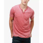Men's Burnout Button Notch Short Sleeve Tshirt