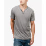 Men's Burnout Button Notch Short Sleeve Tshirt