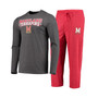 Men's Red, Heathered Charcoal Maryland Terrapins Meter Long Sleeve T-shirt and Pants Sleep Set