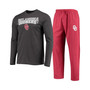 Men's Crimson and Heathered Charcoal Oklahoma Sooners Meter Long Sleeve T-shirt and Pants Sleep Set