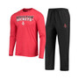 Men's Black, Red Houston Rockets Long Sleeve T-shirt and Pants Sleep Set