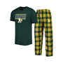 Men's Green and Gold Oakland Athletics Badge T-shirt and Pants Sleep Set