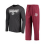 Men's Maroon and Heathered Charcoal Texas A&M Aggies Meter Long Sleeve T-shirt and Pants Sleep Set