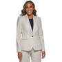 Women's Striped Linen Single-Button Notched-Collar Blazer