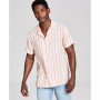 Men's Striped Woven Short Sleeve Camp Shirt, Created for Macy's