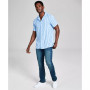 Men's Striped Woven Short Sleeve Camp Shirt, Created for Macy's