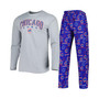 Men's Royal, Gray Chicago Cubs Breakthrough Long Sleeve Top and Pants Sleep Set