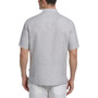 Men's Cross-Dyed Embroidered Panel Button-Down Guayabera Shirt