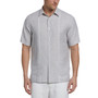 Men's Cross-Dyed Embroidered Panel Button-Down Guayabera Shirt