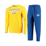 Men's Royal, Gold Los Angeles Rams Meter Long Sleeve T-shirt and Pants Sleep Set