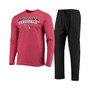 Men's Black, Cardinal Arizona Cardinals Meter Long Sleeve T-shirt and Pants Sleep Set