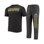 Men's Heathered Charcoal and Black Appalachian State Mountaineers Meter T-shirt and Pants Sleep Set