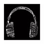 Mens Word Art T-Shirt - Headphones - Music in Different Languages