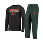 Men's Green and Heathered Charcoal Miami Hurricanes Meter Long Sleeve T-shirt and Pants Sleep Set