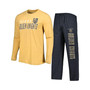 Men's Black, Gold Vegas Golden Knights Meter Long Sleeve T-shirt and Pants Sleep Set