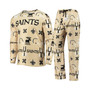 Men's Gold New Orleans Saints Wordmark Ugly Pajama Set