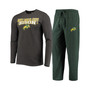 Men's Green and Heathered Charcoal NDSU Bison Meter Long Sleeve T-shirt and Pants Sleep Set