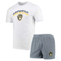 Men's White and Navy Milwaukee Brewers Gateway T-shirt and Boxer Shorts Sleep Set
