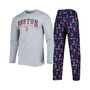 Men's Navy, Gray Boston Red Sox Breakthrough Long Sleeve Top and Pants Sleep Set