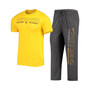 Men's Heathered Charcoal and Gold Wyoming Cowboys Meter T-shirt and Pants Sleep Set