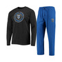 Men's Black and Blue San Jose Earthquakes Meter Long Sleeve T-shirt and Pants Sleep Set