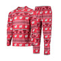 Men's Red Wisconsin Badgers Ugly Sweater Long Sleeve T-shirt and Pants Sleep Set
