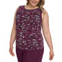 Plus Size Sleeveless Printed Pleat-Neck Top