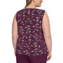 Plus Size Sleeveless Printed Pleat-Neck Top