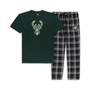 Men's Hunter Green, Black Milwaukee Bucks Big and Tall Ethos T-shirt and Pants Sleep Set