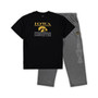 Men's Black, Heathered Charcoal Iowa Hawkeyes Big and Tall T-shirt and Pants Lounge Set