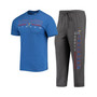 Men's Heathered Charcoal, Royal Kansas Jayhawks Meter T-shirt and Pants Sleep Set