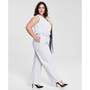 Plus Size Windowpane Wide-Leg Pants