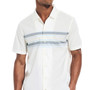 Men's Classic Fit Short Sleeve Striped Chest Button-Front Shirt