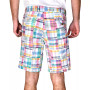 Men's Acid Wash Patch Madras Shorts