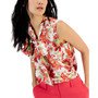 Women's Bow V-Neck Sleeveless Printed Blouse