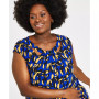 Plus Size Printed Twist-Neck Top