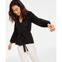 Women's Faux-Wrap Long-Sleeve Peplum Blouse