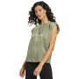 Women's Solid Satin Crewneck Shoulder-Pad Top