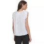 Women's Solid Satin Crewneck Shoulder-Pad Top