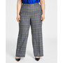 Plus Size Plaid Pull-On Straight-Leg Pants