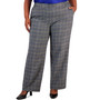 Plus Size Plaid Pull-On Straight-Leg Pants